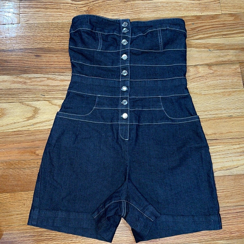 NEW EXPRESS Jean corset  Fashion Star Daniel Silverstein women’s denim romper  4